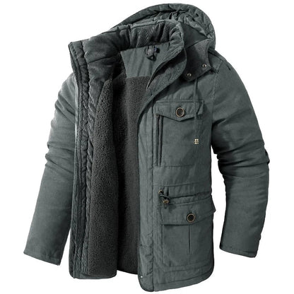 Fleecejakke Herre, Fleecejacket Parka med Hætte og Fleecefór 5