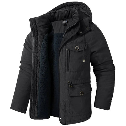 Fleecejakke Herre, Fleecejacket Parka med Hætte og Fleecefór 6