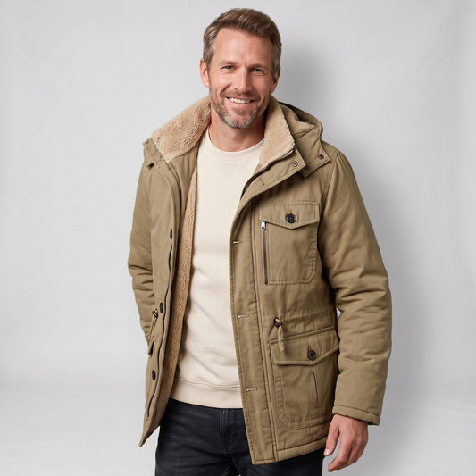 Fleecejas Heren, Fleece Jacket Parka met Afneembare Capuchon en Warme Fleecevoering voor de Winter