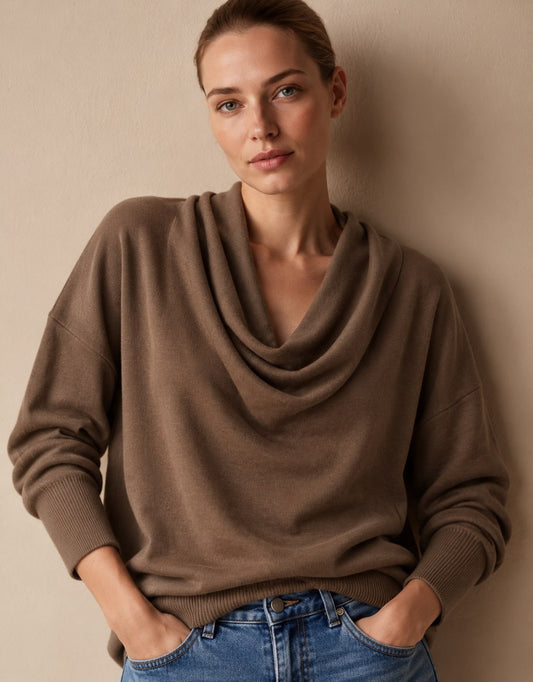 Gebreide Trui voor Dames met Col, Pullover met Lange Mouwen 2