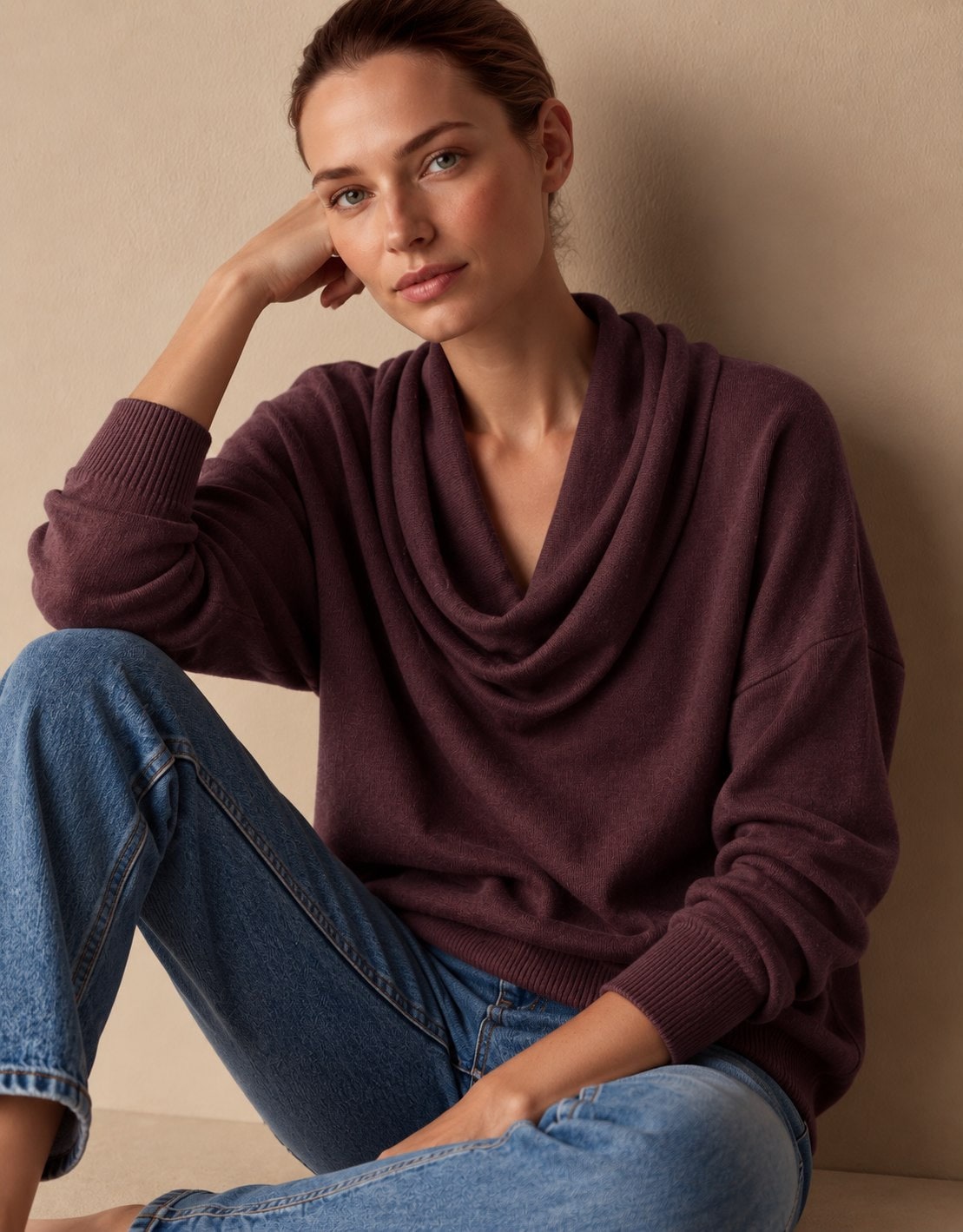 Gebreide Trui voor Dames met Col, Pullover met Lange Mouwen 5