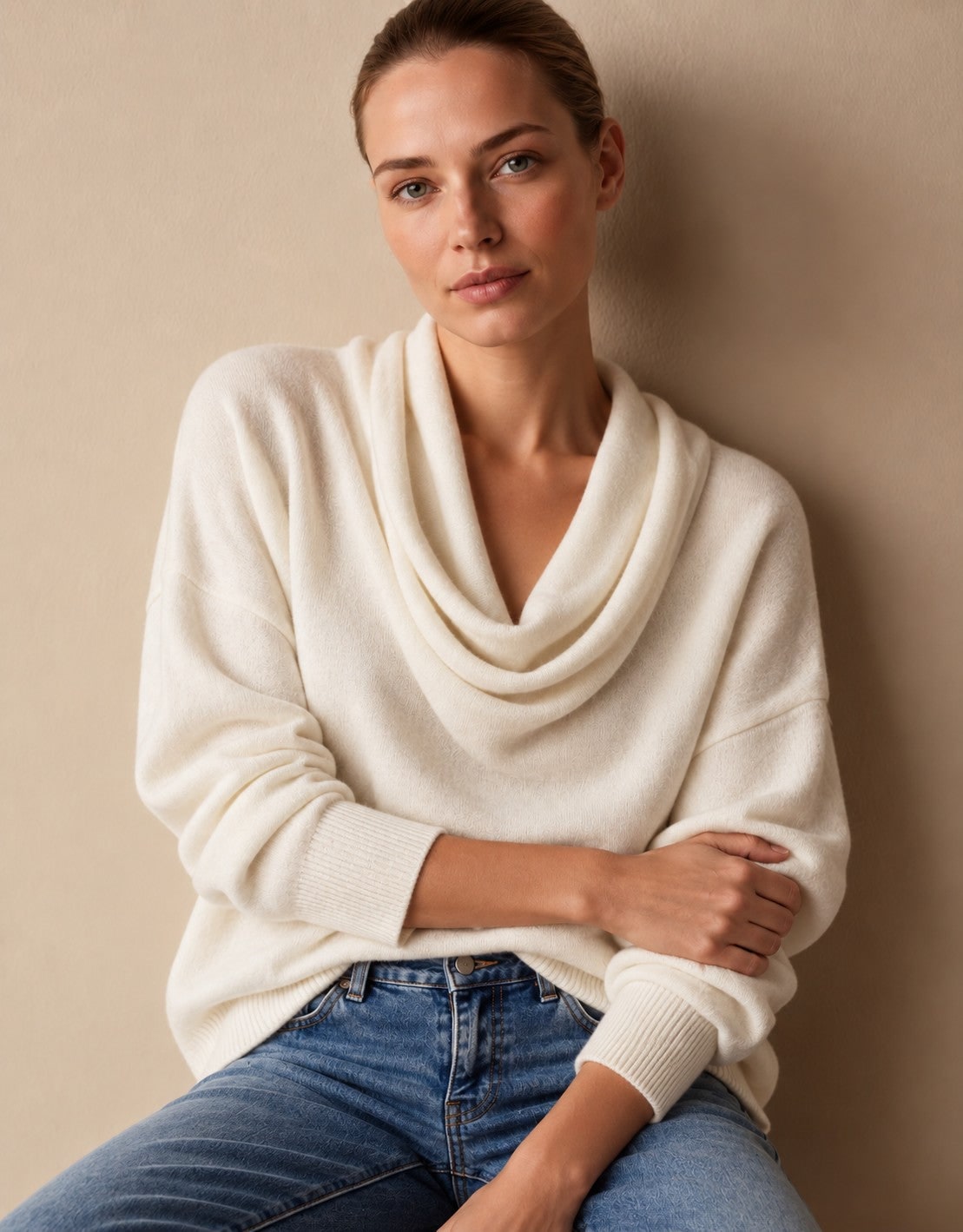 Gebreide Trui voor Dames met Col, Pullover met Lange Mouwen 6