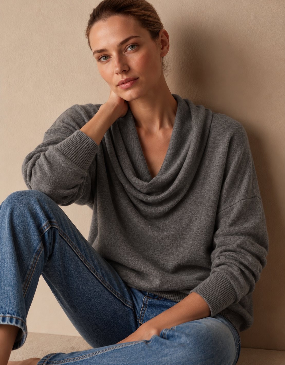 Gebreide Trui voor Dames met Col, Pullover met Lange Mouwen 8