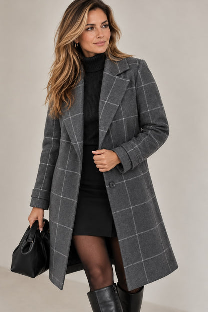 Geruite Winterjas Dames, Dames Mantel Winter Elegant 1