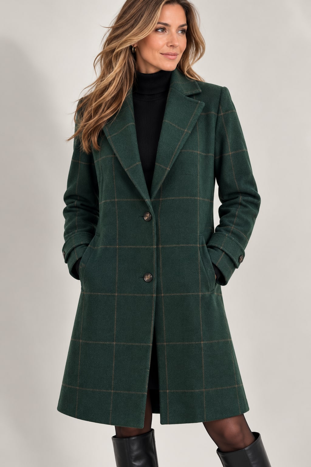 Geruite Winterjas Dames, Dames Mantel Winter Elegant 2