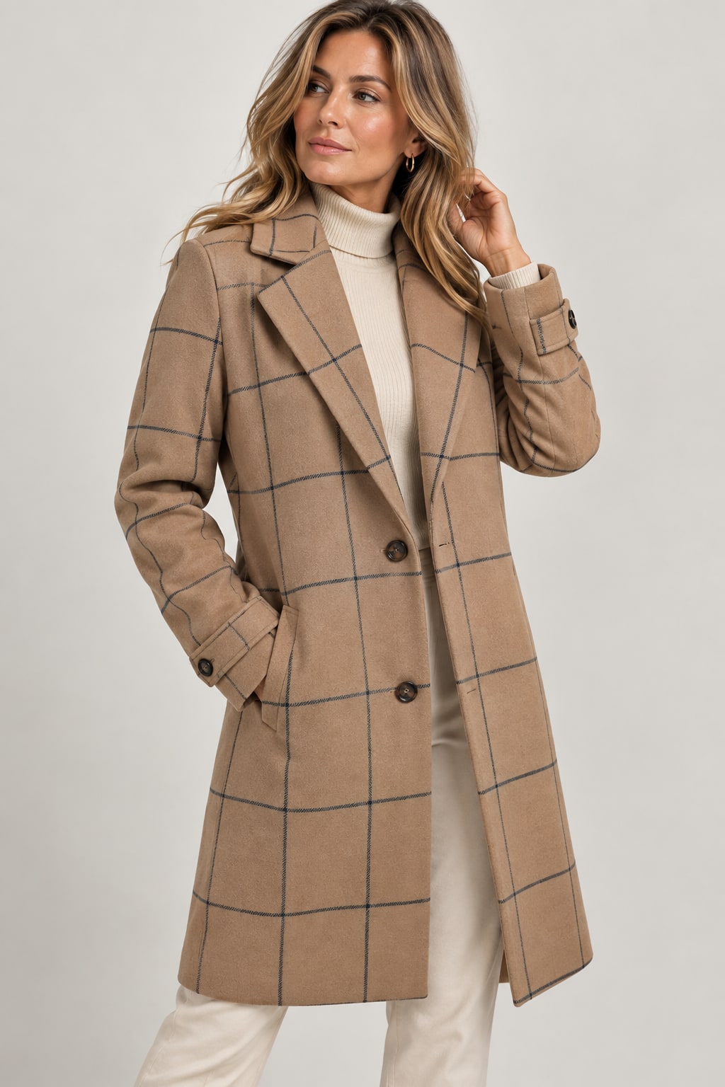 Geruite Winterjas Dames, Dames Mantel Winter Elegant 3