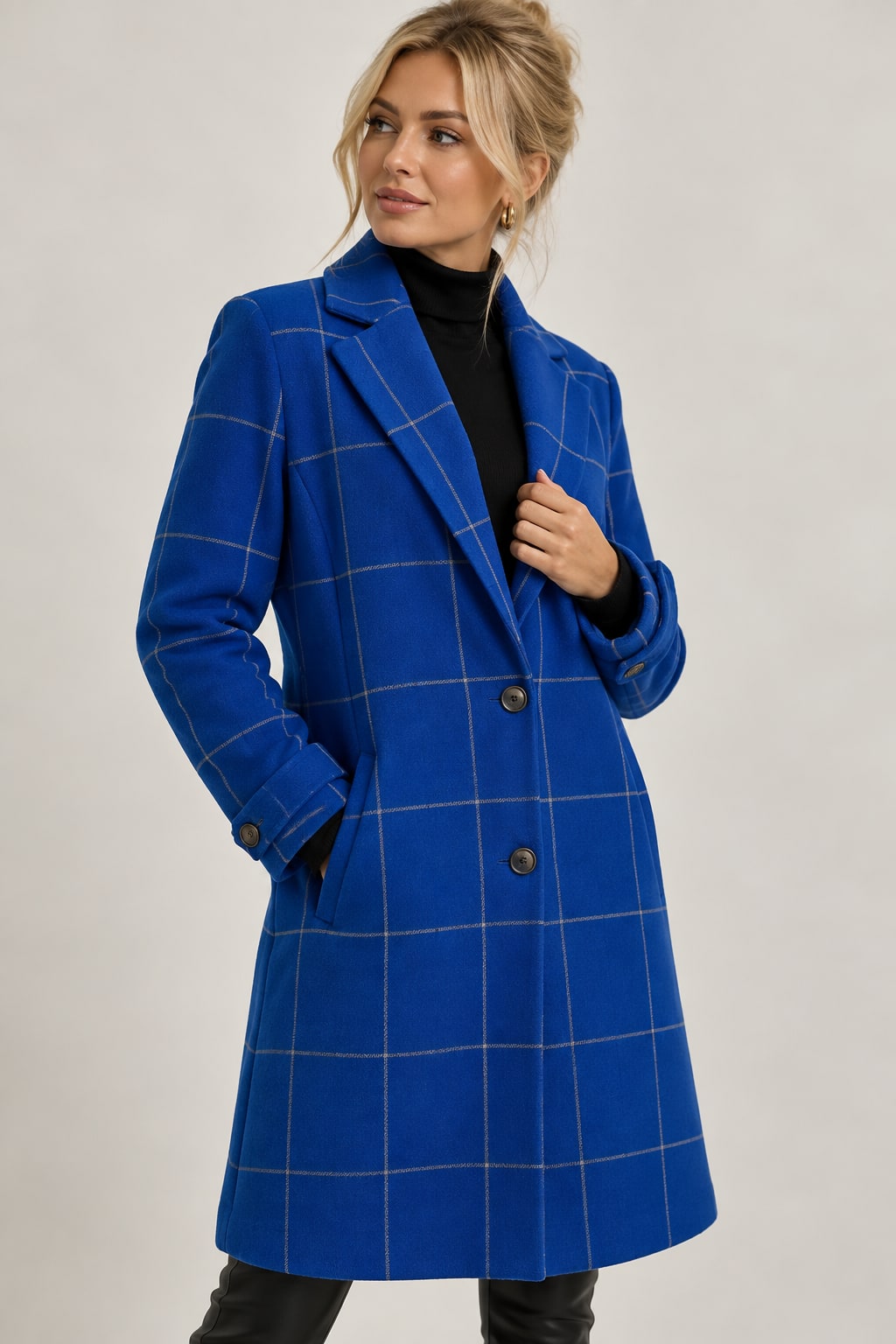 Geruite Winterjas Dames, Dames Mantel Winter Elegant 4