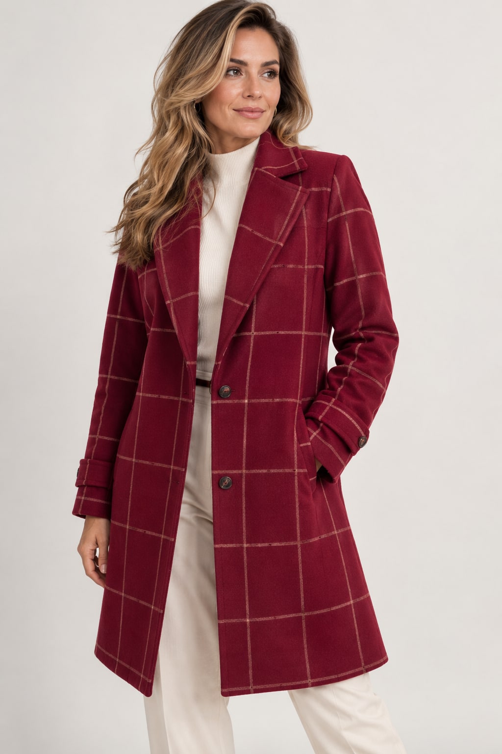 Geruite Winterjas Dames, Dames Mantel Winter Elegant 5