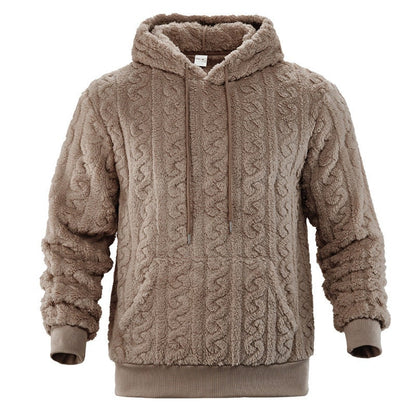 Hættetrøje Herre, Blød Teddyfleece med Kabelmønster 5