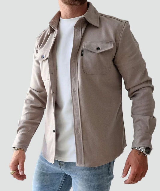 Heren Coat Overhemdjas met Knoopsluiting en Borstzakken