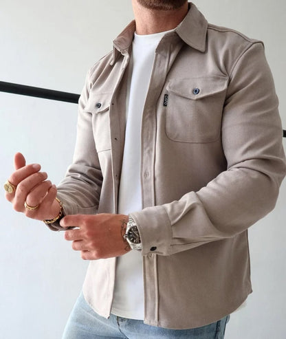 Heren Coat Overhemdjas met Knoopsluiting en Borstzakken 1