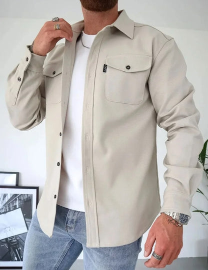 Heren Coat Overhemdjas met Knoopsluiting en Borstzakken 4