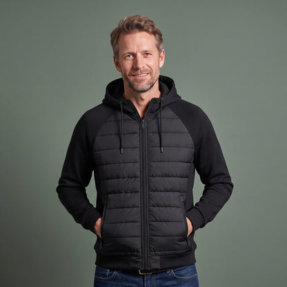 Heren Hoodie met Rits en Doorgestikte Voorkant Warm 1