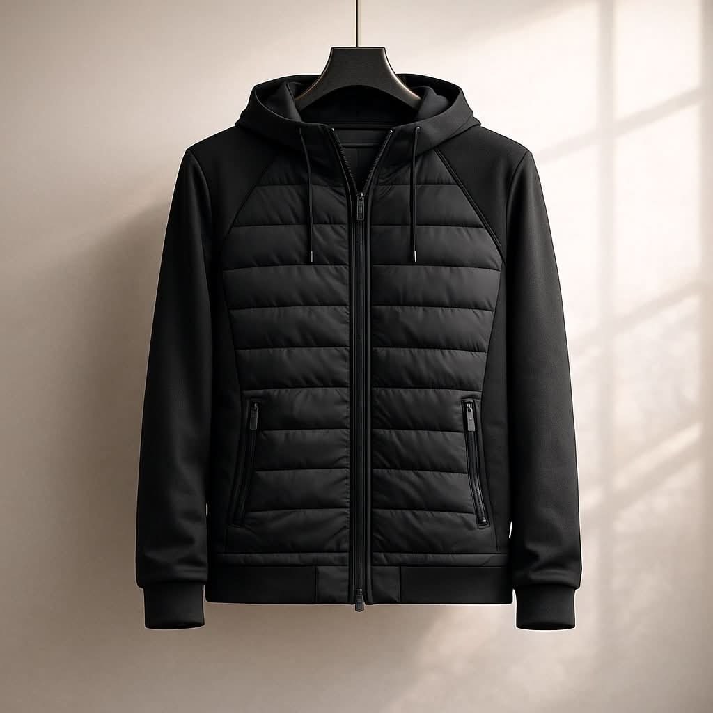 Heren Hoodie met Rits en Doorgestikte Voorkant Warm 1