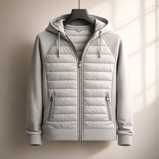 Heren Hoodie met Rits en Doorgestikte Voorkant Warm 2