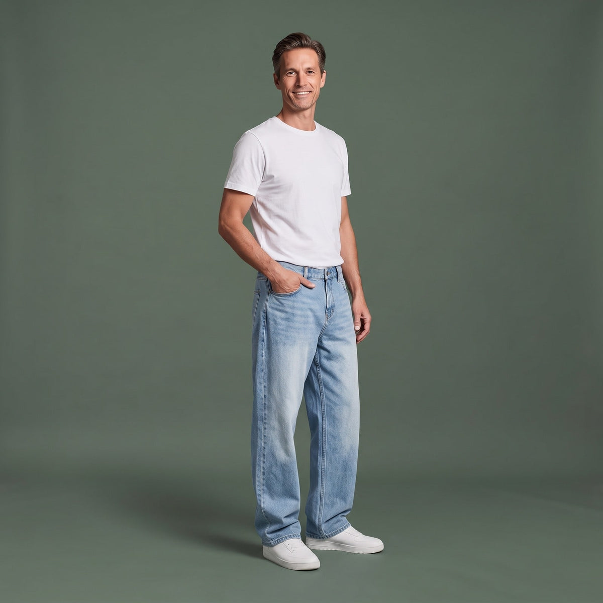Heren Jeans Wijde Pijpen Baggy van Stretch Denim 340 GSM 1