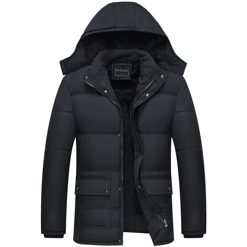 Heren Winterjas met Capuchon, Puffer Winterjas Zwart 1