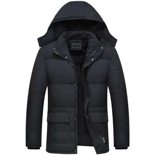 Heren Winterjas met Capuchon, Puffer Winterjas Zwart 1