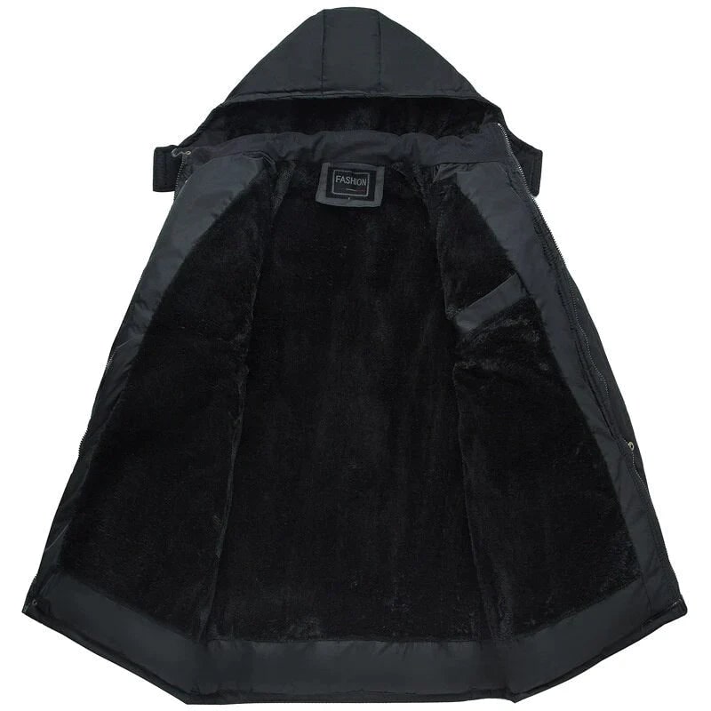 Heren Winterjas met Capuchon, Puffer Winterjas Zwart 3