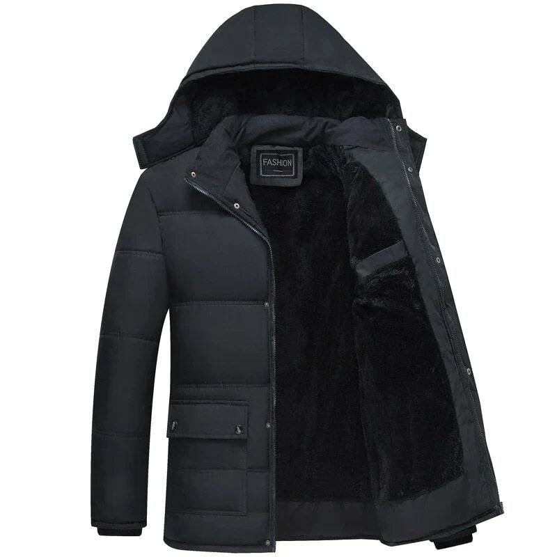 Heren Winterjas met Capuchon, Puffer Winterjas Zwart 5