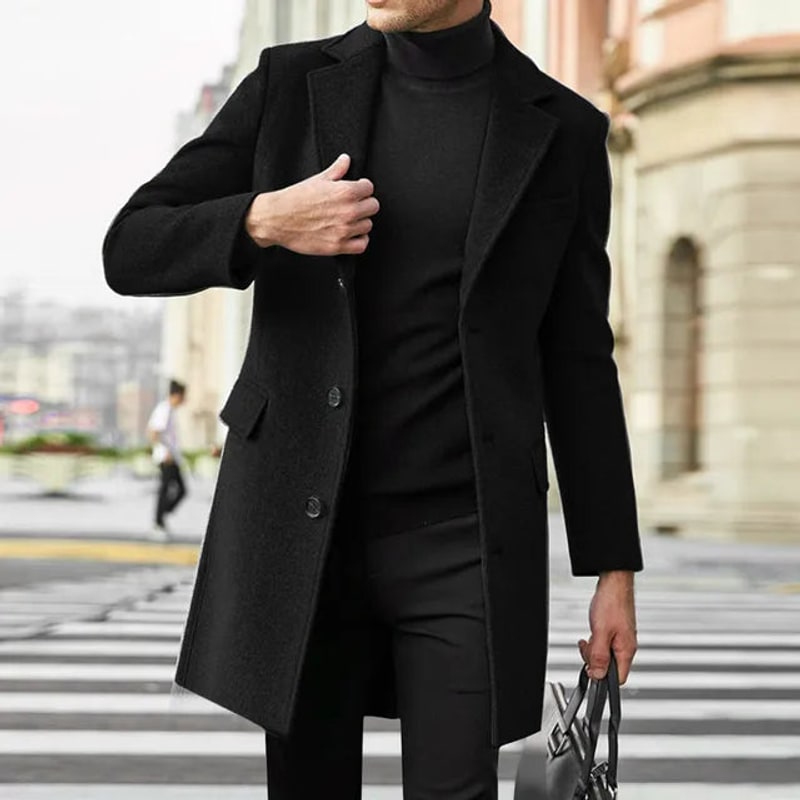 Heren Winterjas Lange Mantel, Mantels Heren met Revers 5