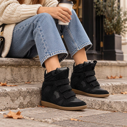 Hoge Sneakers voor Dames met Verborgen Sleehak en Klittenband 4