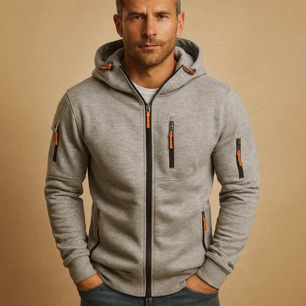 Hoodie med Lynlås Herre, Sporty med Hætte og Lynlåslommer 6