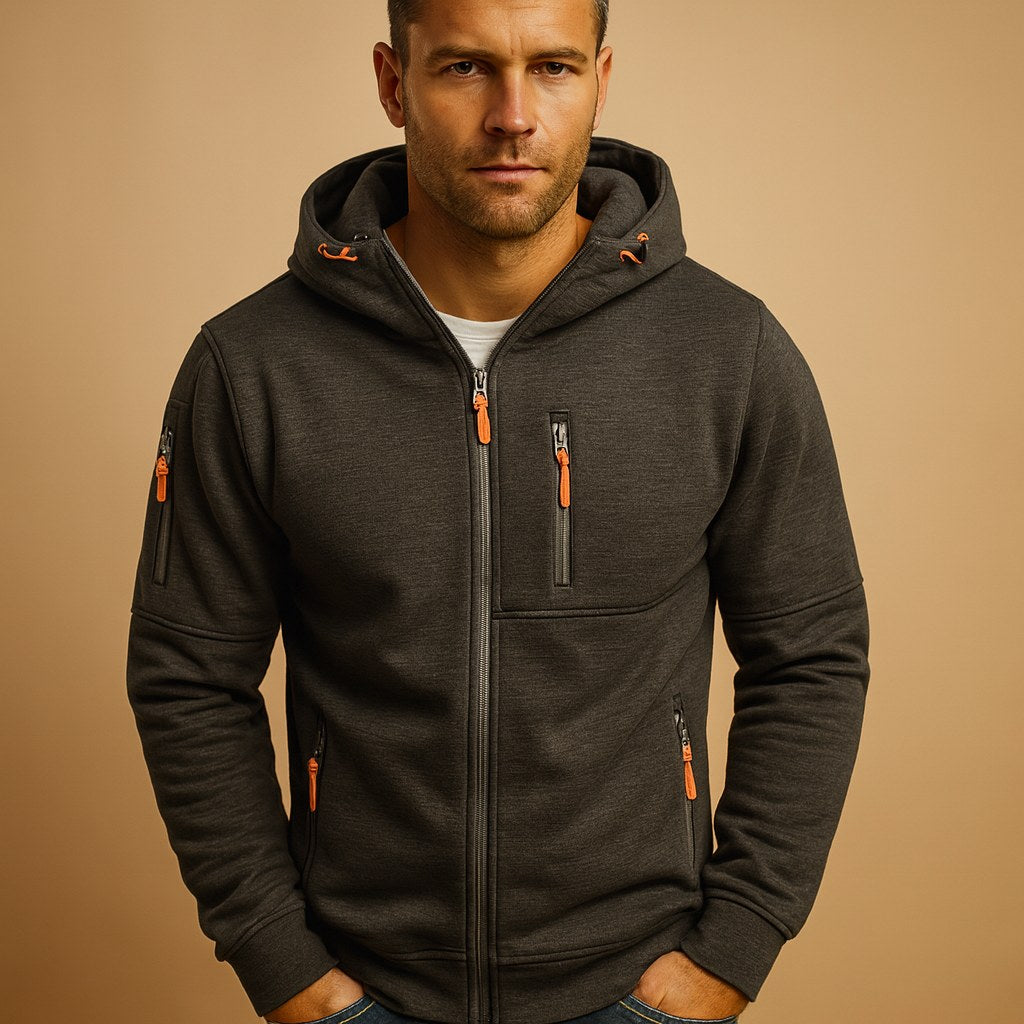 Hoodie med Lynlås Herre, Sporty med Hætte og Lynlåslommer 4