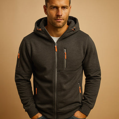 Hoodie med Lynlås Herre, Sporty med Hætte og Lynlåslommer 4