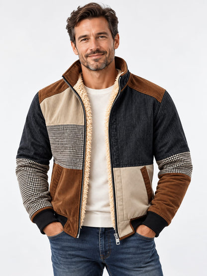 Jaren 90 Jas voor Heren, Warme Fleece Jas met Hoge Kraag 3