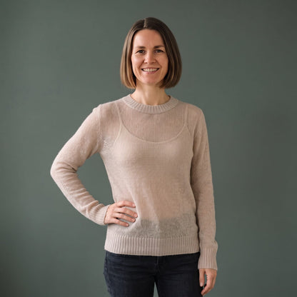 Knit Sweater, Striktrøje Dame i Let Finstrik med Rund Hals 1