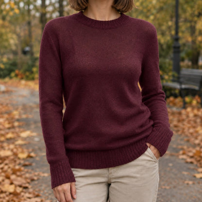 Knit Sweater, Striktrøje Dame i Let Finstrik med Rund Hals 4