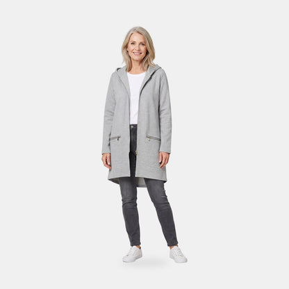 Lang Cardigan med Hætte Dame, Hættecardigan med Lynlås 1