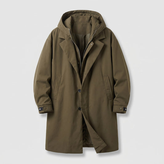Lange Water- en Windafstotende Parka met Capuchon