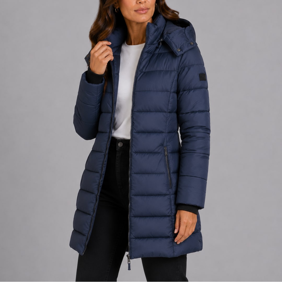 Lange Pufferjas voor Dames met Capuchon, Gevoerde Winterjas 9
