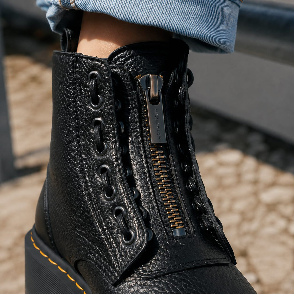 Leather Boots, Læderstøvler Dame med Plateausål og Lynlås 5