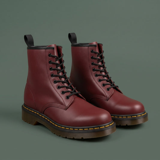 Leather Boots, Læderstøvler Dame med Snørebånd og Gummisål 1