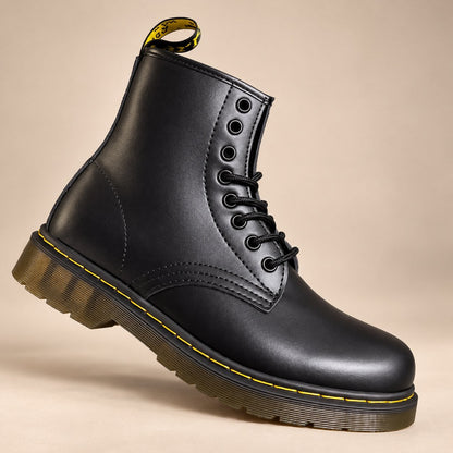 Leather Boots, Læderstøvler Dame med Snørebånd og Gummisål 8