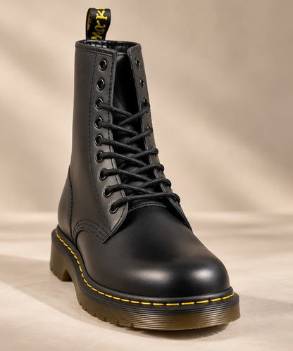 Leather Boots, Læderstøvler Dame med Snørebånd og Gummisål 10