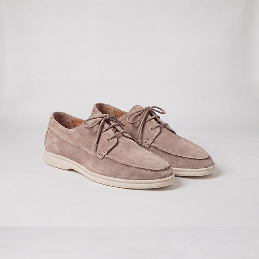 Loafers Heren in Suèdelook met Veter en Witte Zool, Mocassins voor Elke Dag