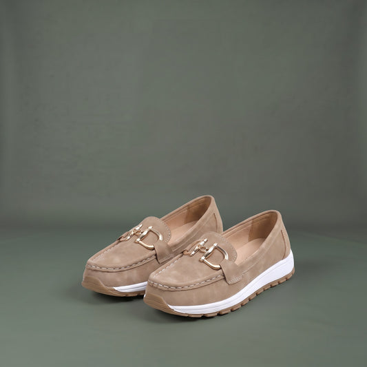 Orthopedic Loafers med Kilesål og Kædespænde, Mokkasiner i Ruskindslook