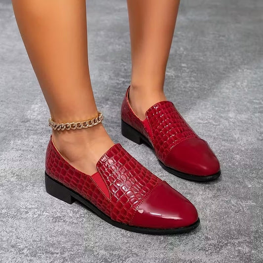 Comfort Loafers voor Dames in Lak met Krokoprint en Elastiek