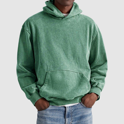 Hættetrøje Herre Oversized i Vasket Look med Kængurulomme 3