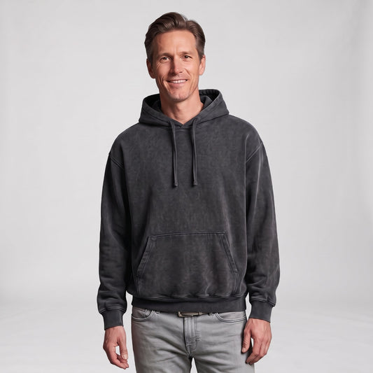 Oversized Hoodie Heren met Washed Look en Kangoeroezak