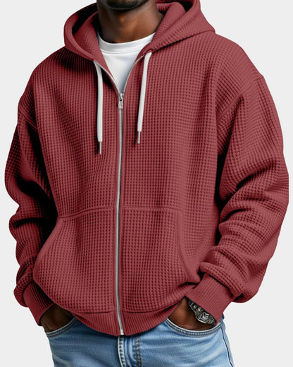 Oversized Hoodie med Lynlås til Herre i Vaffelstrik 3