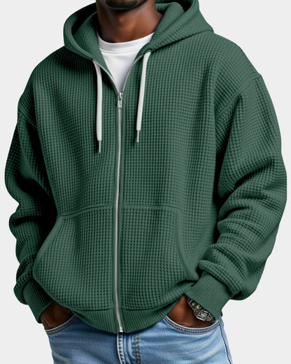 Oversized Hoodie med Lynlås til Herre i Vaffelstrik 4