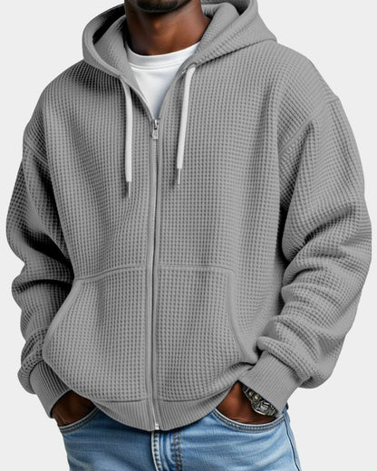 Oversized Hoodie med Lynlås til Herre i Vaffelstrik 9