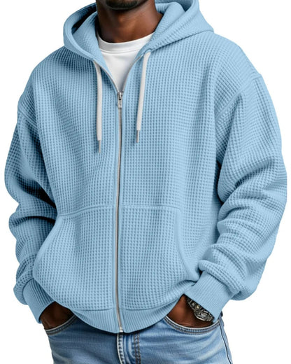 Oversized Hoodie med Lynlås til Herre i Vaffelstrik 10