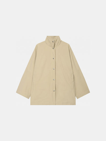 Let Oversized Regnjakke i Cape-Stil med Høj Krave og Lommer 1