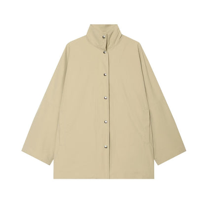 Let Oversized Regnjakke i Cape-Stil med Høj Krave og Lommer 2